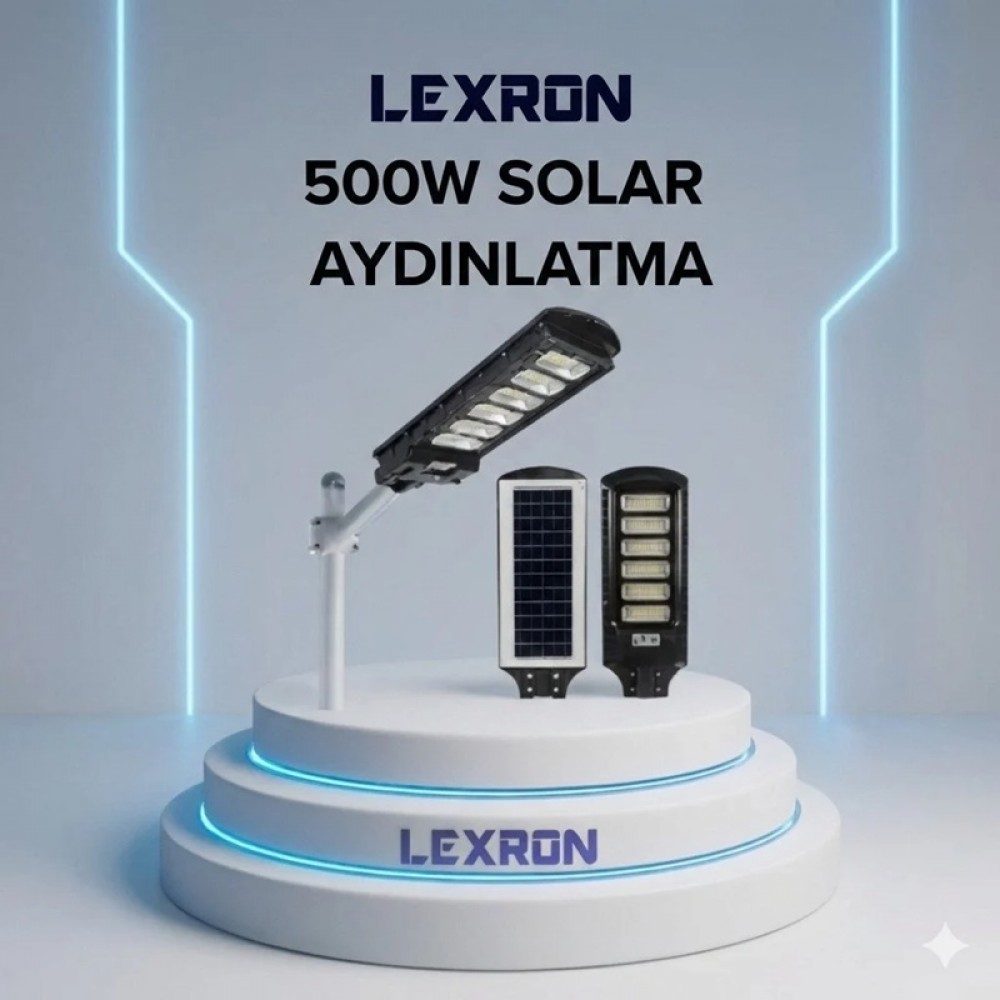 500W Watt Sokak Bahçe Aydınlatma Armatürü Solar Lamba Lexron